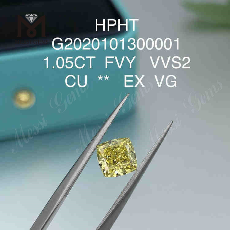 Цветные бриллианты огранки «кушон» весом 1,05 карата VVS2, созданные в лаборатории