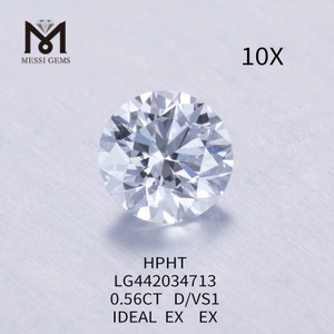 Стоимость лабораторных бриллиантов круглой огранки 0,56 карата D/VS1 IDEAL EX EX