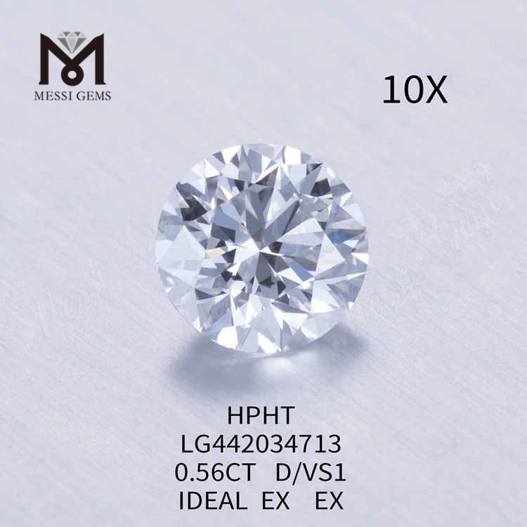 Стоимость лабораторных бриллиантов круглой огранки 0,56 карата D/VS1 IDEAL EX EX