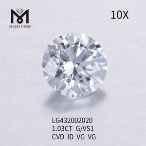 1,03 карата G/VS1 CVD круглый бриллиант, выращенный в лаборатории