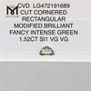ПРЯМОУГОЛЬНЫЙ зеленый бриллиант, выращенный в лаборатории, 1,52 карата