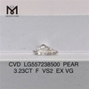 3.23CT F VS2 EX VG CVD PEAR выращенный в лаборатории бриллиант высокого качества