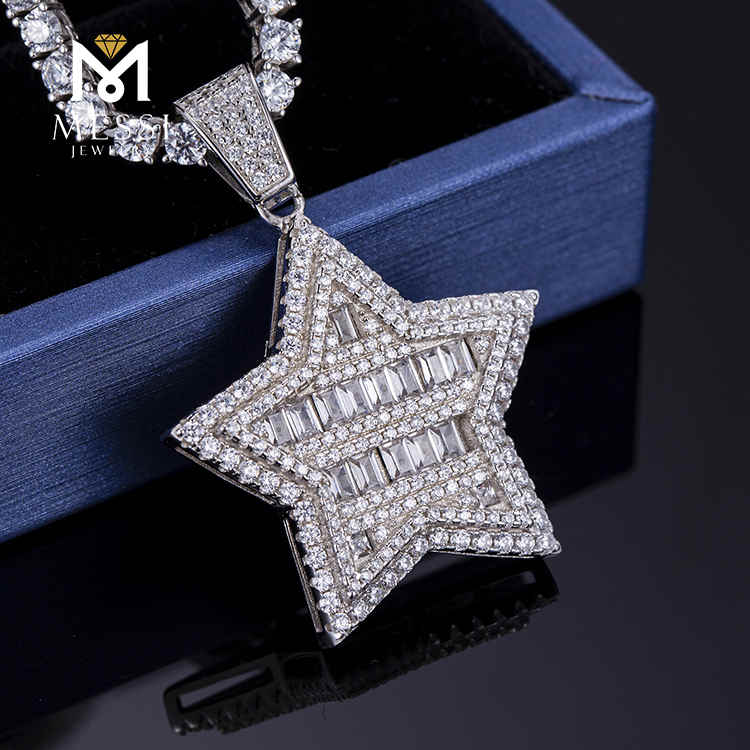 муассанит хип-хоп звезда рэпер ожерелье мужские хип-хоп ювелирные подарки оптовая цена