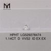 Круглые искусственные бриллианты высшего качества D VVS2 ID EX EX 1,14 карата