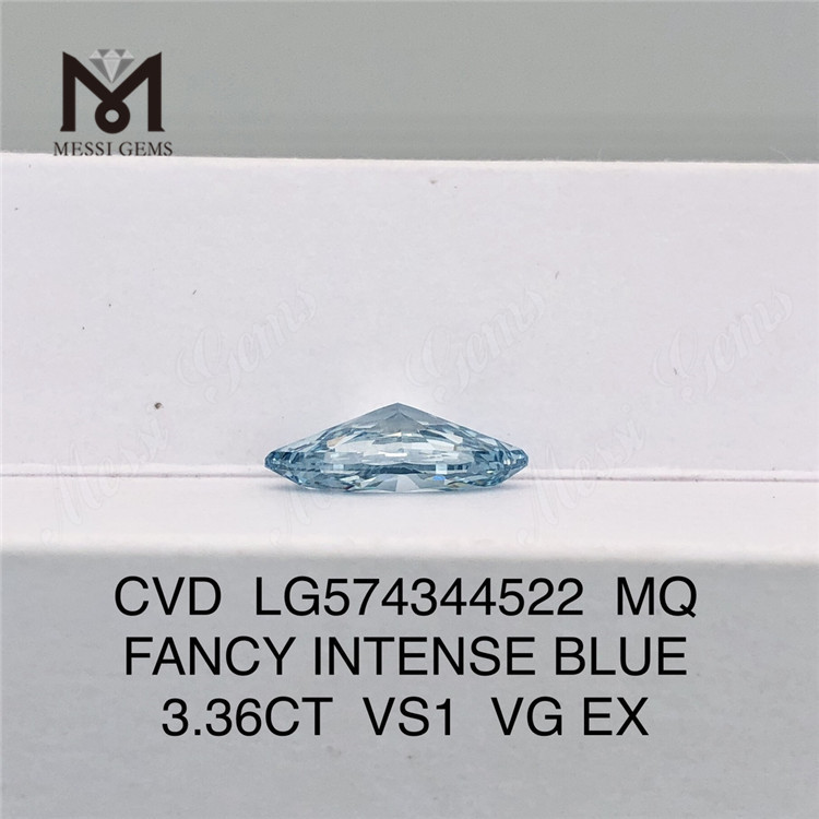 3,36 карата VS1 VG EX 3 карата MQ FANCY INTENSE BLUE голубые бриллианты, выращенные в лаборатории, цена CVD LG574344522