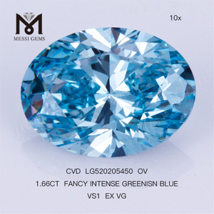 1,66 карат OV FANCY INTENSE GREENISN BLUE VS1 EX VG лабораторный бриллиант CVD LG520205450