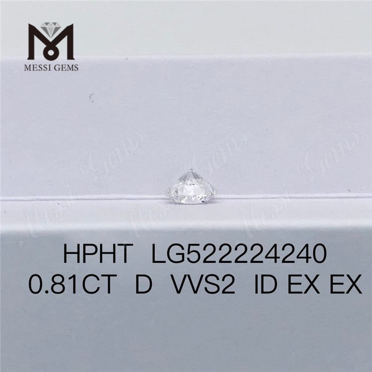 0,81 карат D VVS2 ID EX EX HPHT Круглый бриллиант бриллиантовой огранки, выращенный в лаборатории Цена по прейскуранту завода-изготовителя