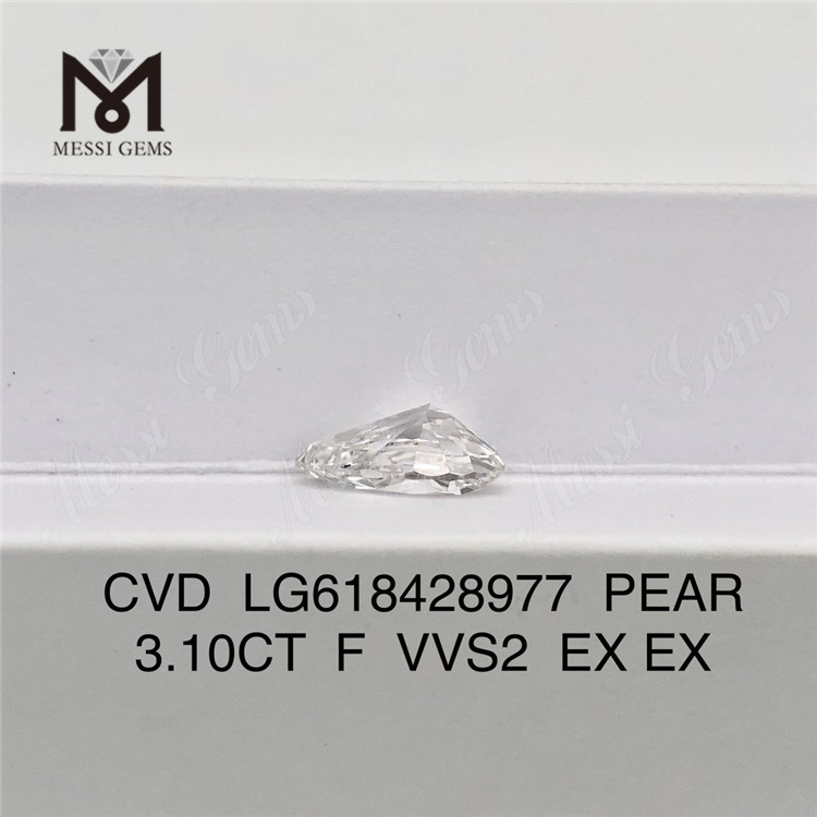 3,10 карата F VVS2 PEAR Сверкающие бриллианты лабораторного производства vvs CVD丨Messigems LG618428977