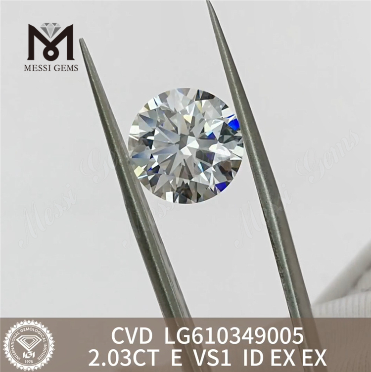 Продажа высококачественных выращенных в лаборатории бриллиантов 2.03CT E VS1 ID CVD 丨Messigems LG610349005 