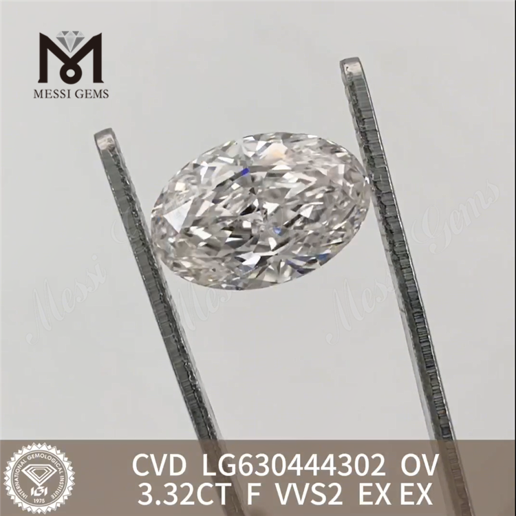 3,32 карата OV F Фабричные бриллианты овальной формы VVS2 EX EX CVD Diamond LG630444302 