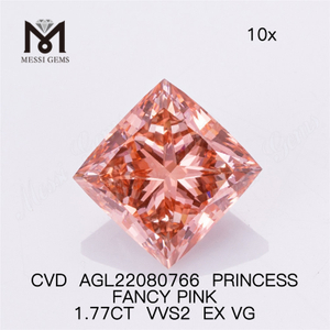 Лабораторные бриллианты 1,77 карата оптом, розовые VVS2 EX VG CVD PRINCESS FANCY PINK AGL22080766