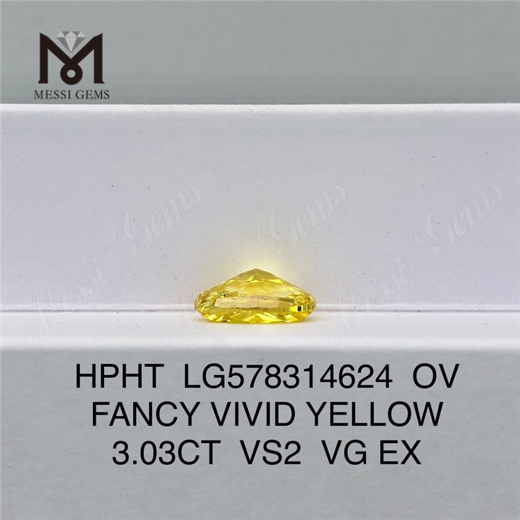 3.03CT OV FANCY VIVID YELLOW VS2 VG EX HPHT Желтый бриллиант LG578314624