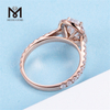 обручальное кольцо из 14-каратного розового золота с овальным бриллиантом в стиле ореола 2 карата мода