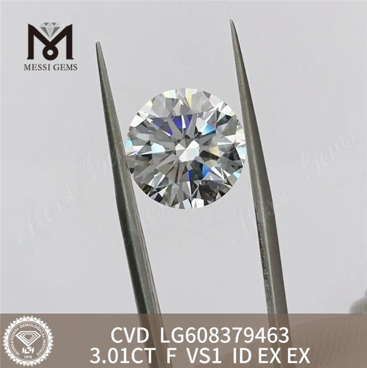 Круглый лабораторный CVD бриллиант 3,01 карата F VS1 Эко-драгоценный камень 丨Messigems LG608379463