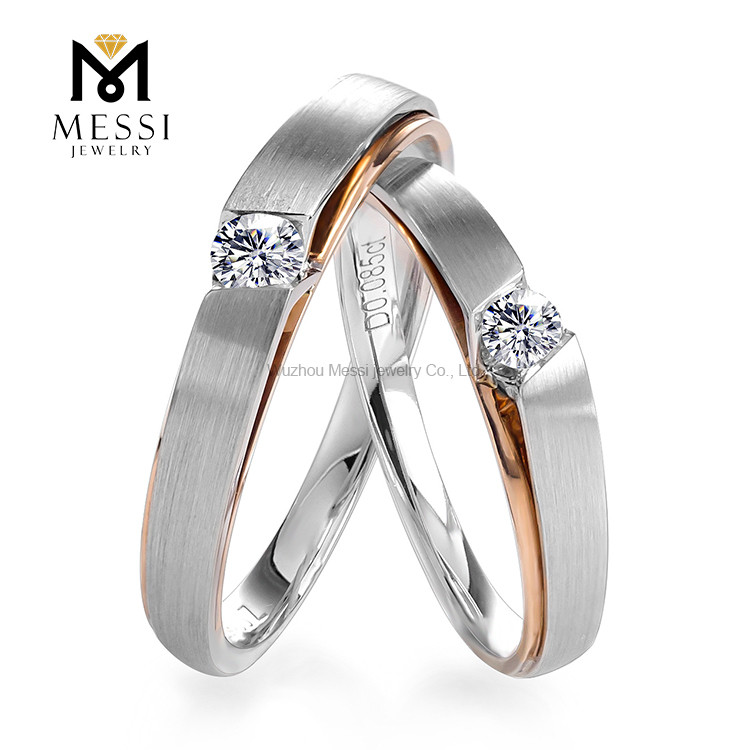 Модный дизайн 14k 18k Лабораторно выращенный бриллиант Брак Обручальное кольцо для пары