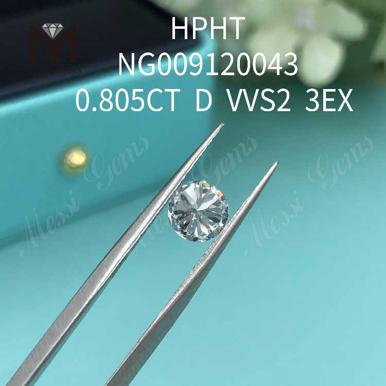 0,805 карат Круглый лабораторный бриллиант D VVS2 3EX свободные синтетические бриллианты