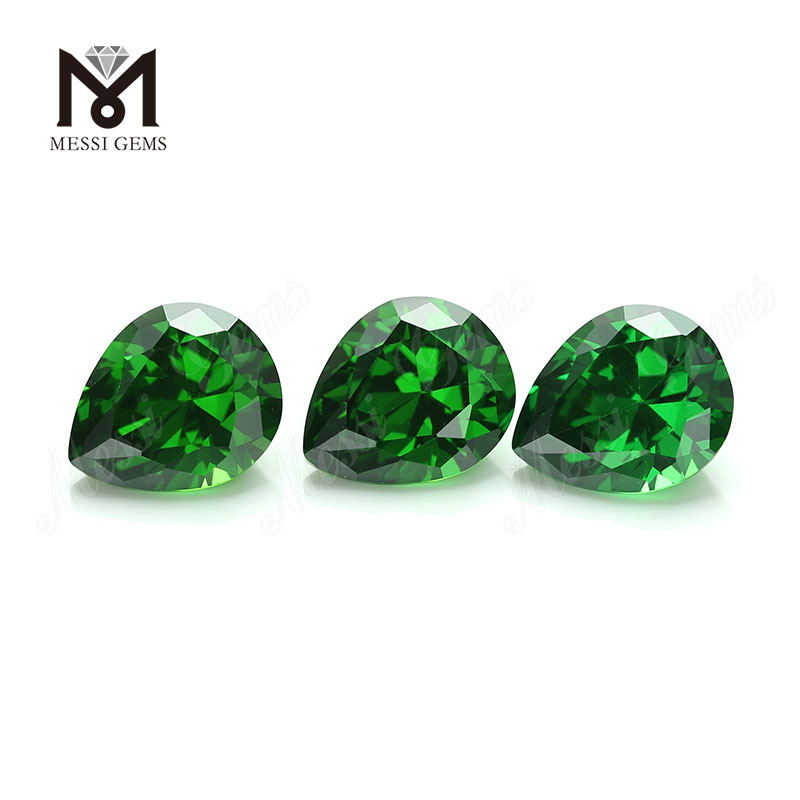 4*6 зеленых драгоценных камней в форме груши, искусственный кубический цирконий
