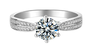 Messi Gems Одноместный камень 1.5 Carat Moissanite Diamond 925 Стерлинговое кольцо для женщин