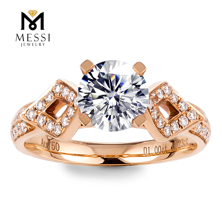 Ювелирные изделия из 18-каратного розового золота DEF Муассанит 1 карат Помолвочное кольцо