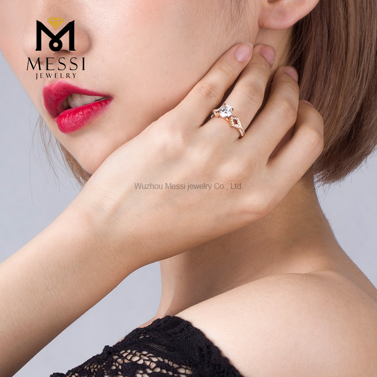 Ювелирные изделия из 18-каратного розового золота DEF Муассанит 1 карат Помолвочное кольцо