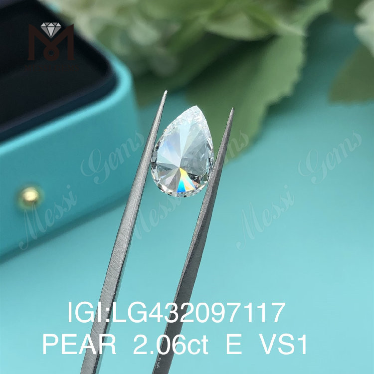 Выращенные в лаборатории бриллианты грушевидной огранки E/VS1 весом 2,06 карата FAIR VG
