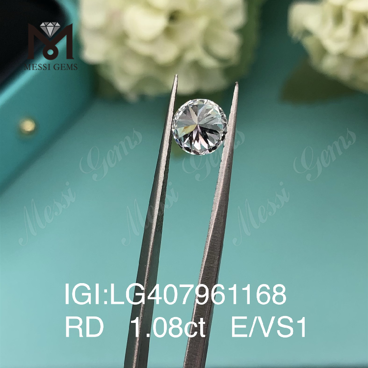 Лабораторный бриллиант 1,08 карата E/VS1 круглой огранки IGI, выращенный в лаборатории IGI, лабораторный бриллиант 1 карат в продаже