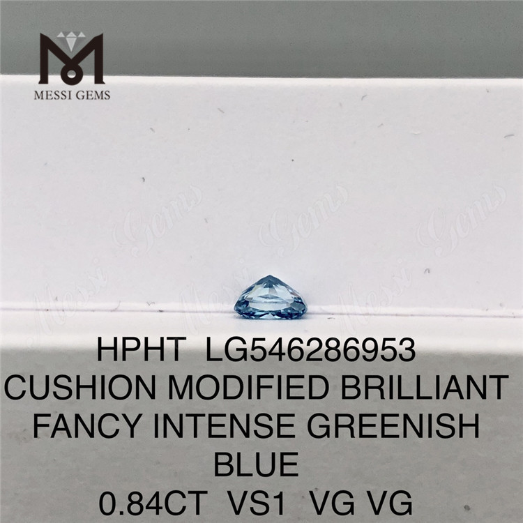 Лабораторный бриллиант огранки CUSHION 0,84 карата, ЗЕЛЕНО-СИНИЙ VS1 VG VG HPHT LG546286953
