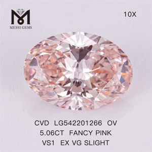 5.06ct vs1 EX VG Светлый фантазийный розовый бриллиант высокого качества, выращенный в лаборатории 