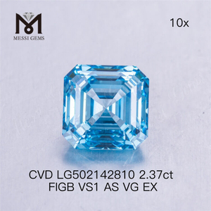Огранка Asscher 2,37 карата VS синий синтетический бриллиант 7,10x7,03x4,89 мм