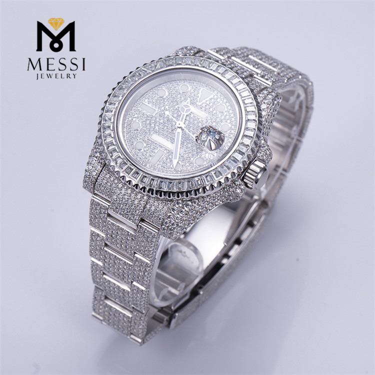 Высококачественные мужские часы Iced Out 39,8 мм с муассанитом, прошедшие проверку на бриллианты