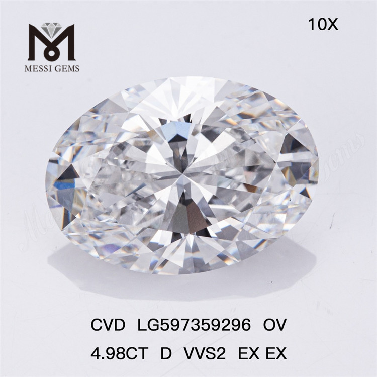Искусственные бриллианты 4,98 карата D VVS2 EX EX OV оптом: пополните свой ассортимент CVD LG597359296 丨Messigems