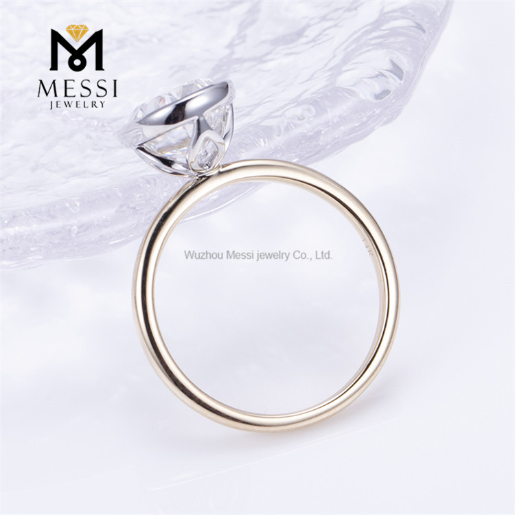 3ct EF VVS Bezel Set Ring Обручальные кольца из 14-каратного золота с выращенными в лаборатории бриллиантами в продаже