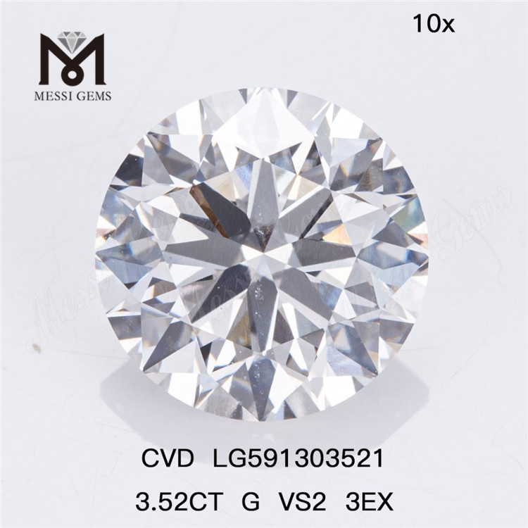 Бриллианты весом 3,52 карата G VS2 3EX, созданные в лаборатории методом CVD, качество соответствует количеству LG591303521丨Messigems