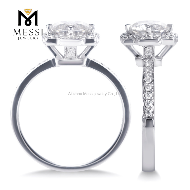Обручальное кольцо с муассанитом 14-каратное белое золото 1-каратное обручальное золотое кольцо