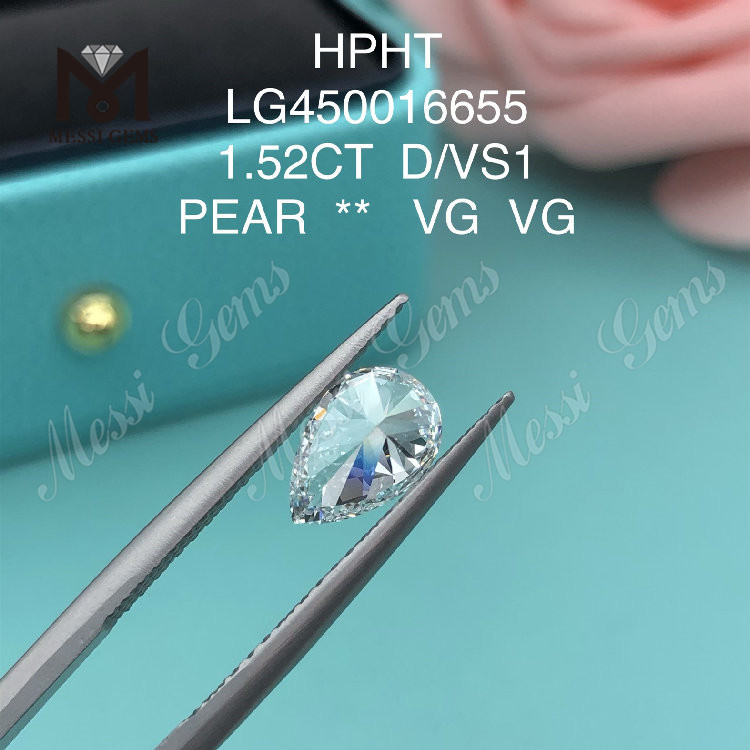Лабораторные бриллианты огранки «груша» 1,52 карата D/VS1 VG