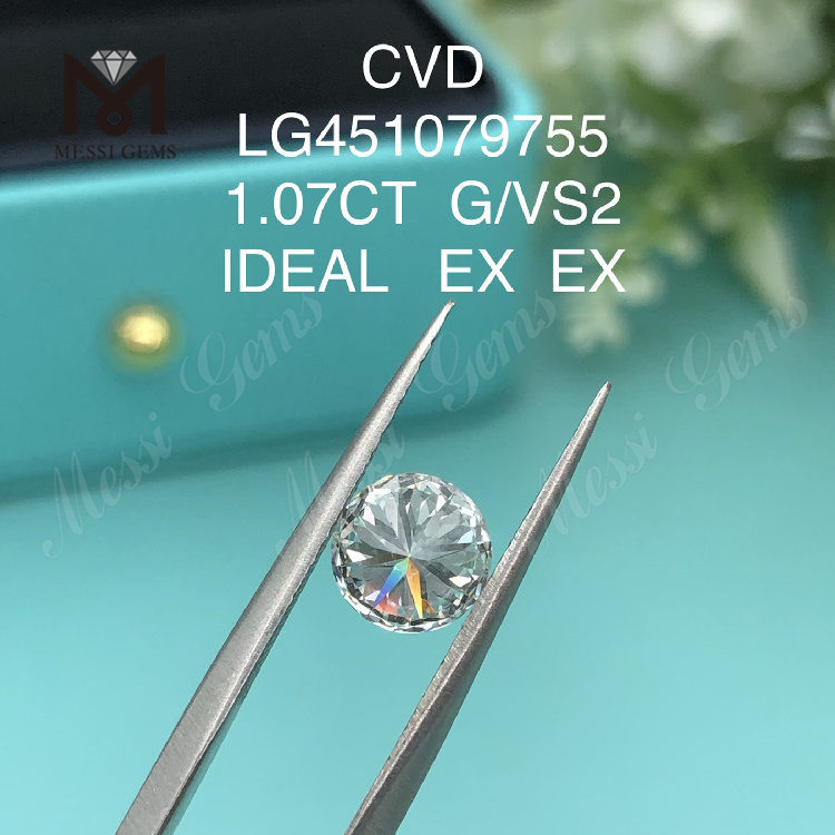1,07 карата CVD G VS2 IDEAL Бриллианты круглой огранки, изготовленные в лаборатории