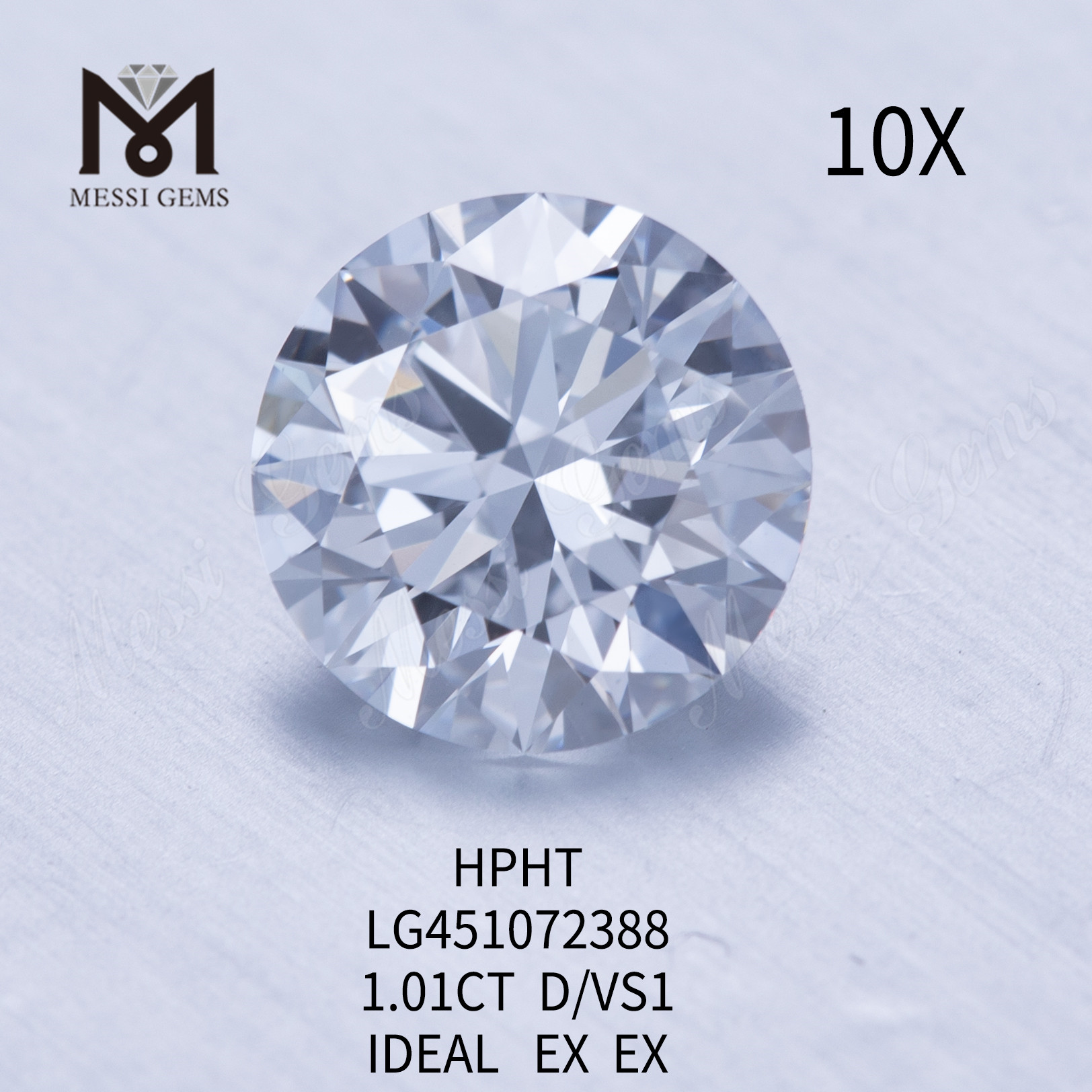 1,01 карат D VS1 Круглый алмаз огранки IDEL, выращенный в лаборатории, HPHT