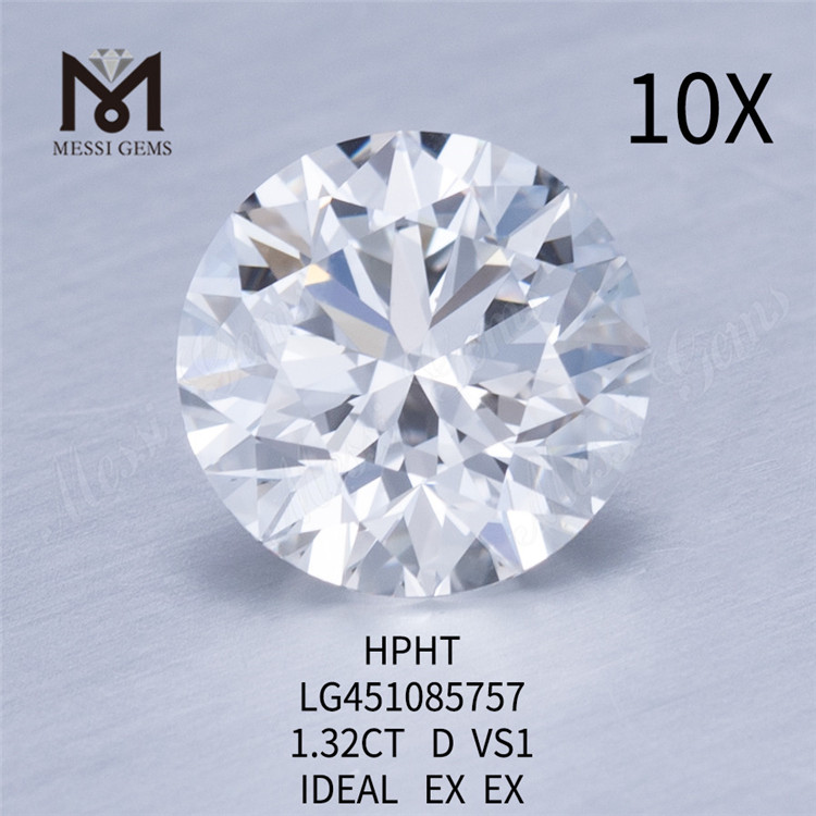 Лабораторные бриллианты HPHT 1,32 карата VS1 D огранки IDEL