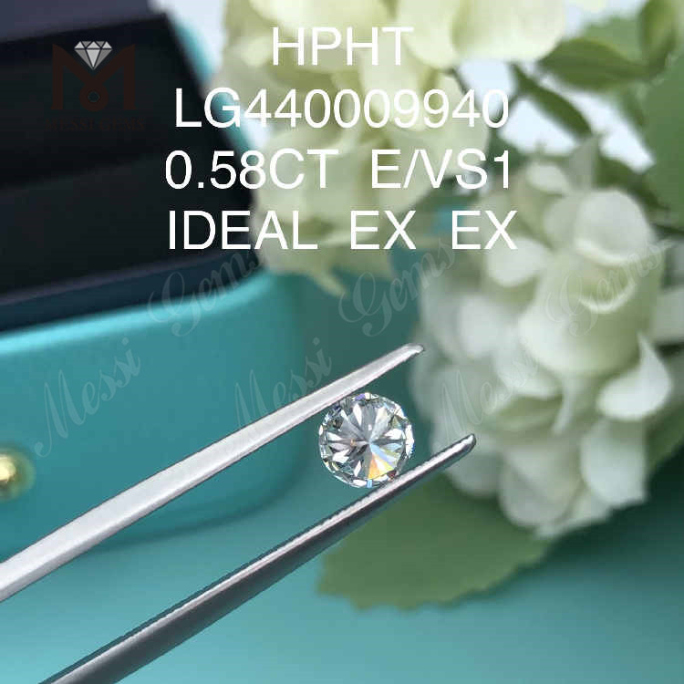 0,58 карата белые бриллианты круглой огранки E/VS1 с лучшими лабораторными бриллиантами IDEAL