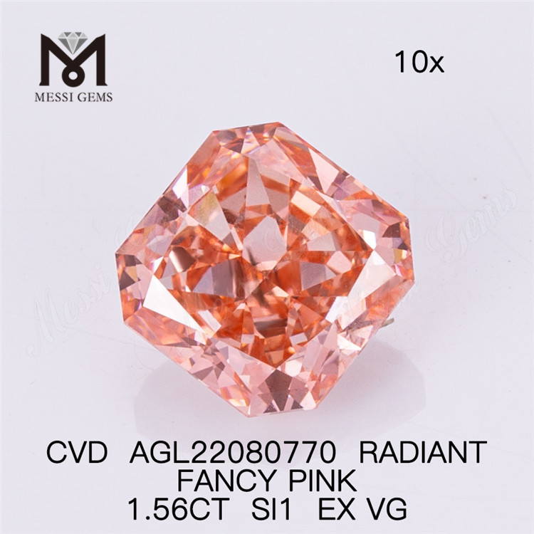 Синтетический розовый бриллиант FANCY SI1 EX VG CVD огранки RADIANT 1,56 карата AGL22080770 