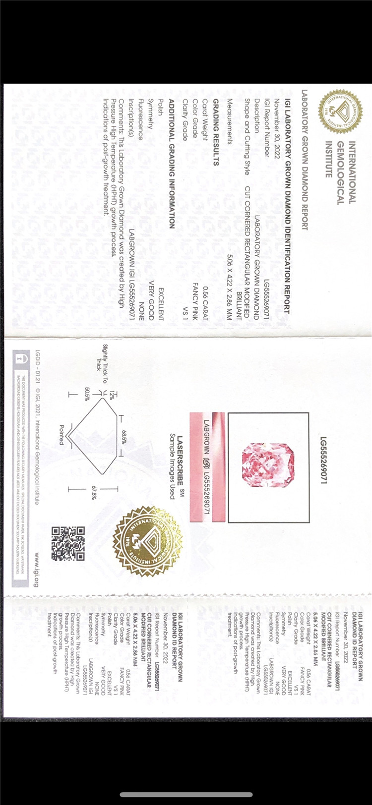 0,56 карата против производителя розовых бриллиантов, выращенных в лаборатории 