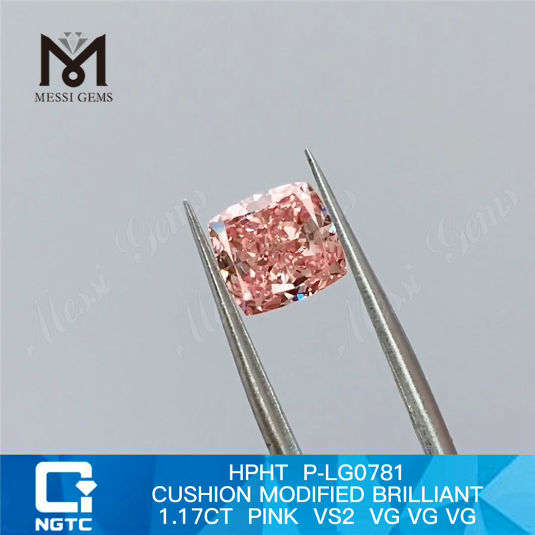 1.17CT CUSHION PINK VS2 3VG HPHT выращенный в лаборатории бриллиант P-LG0781 