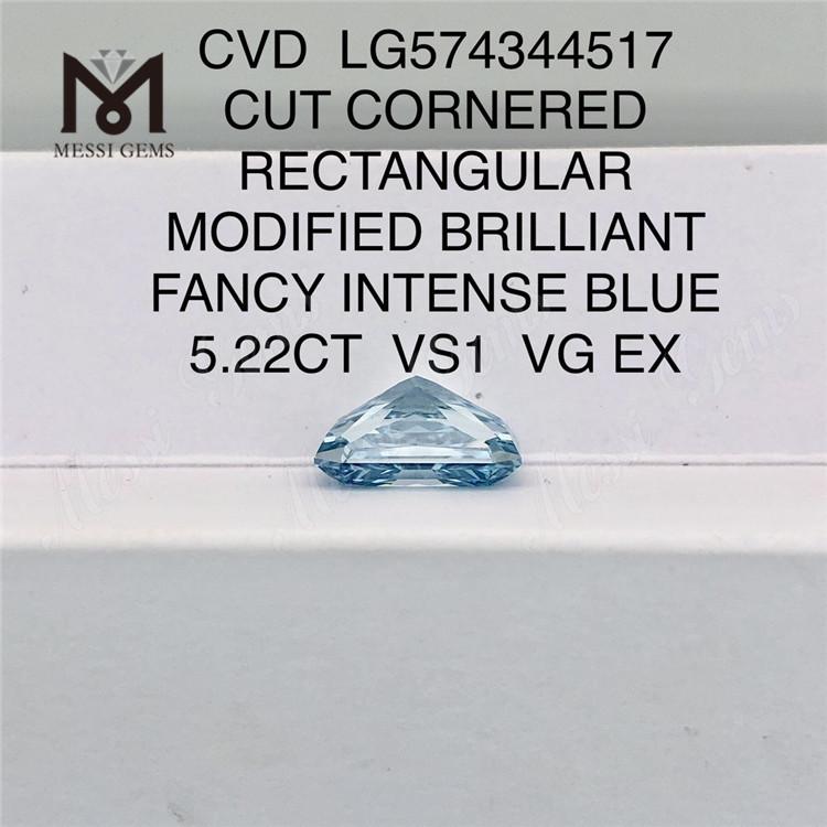 ПРЯМОУГОЛЬНЫЕ ПРЯМОУГОЛЬНЫЕ ИНТЕНСИВНО-СИНИЕ бриллианты 5,22 КАРАТА VS1 VG EX лабораторные голубые бриллианты CVD LG574344517