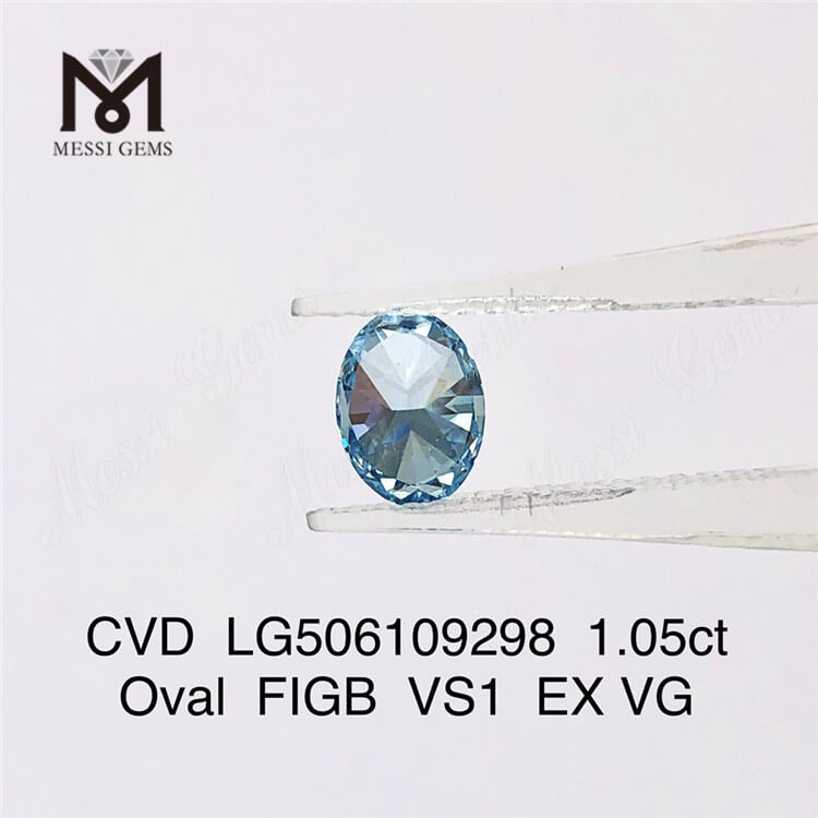 Выращенный в лаборатории бриллиант овальной огранки VS1 Blue весом 1,05 карата