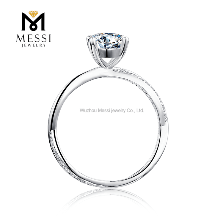 Оптовая продажа 1 карат D цветной муассанитовый бриллиант 18-каратного белого золота с покрытием 925 серебряное кольцо