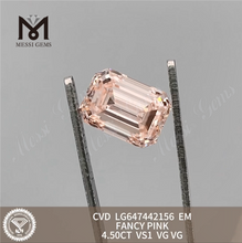 Фабричные бриллианты EM FANCY PINK VS1 CVD изумрудной огранки 4,50 карата LG647442156