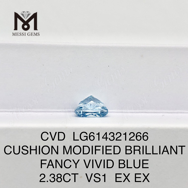 VS1 CUSHION FANCY VIVID BLUE 2,38 карата Сертифицированные бриллианты, выращенные в лаборатории igi丨Messigems CVD LG614321266