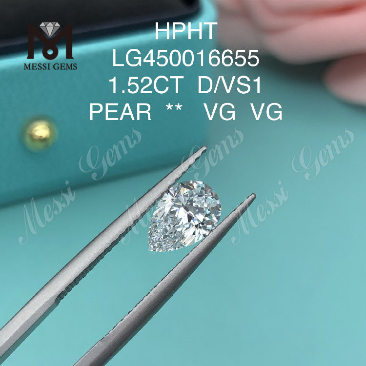 Лабораторные бриллианты огранки «груша» 1,52 карата D/VS1 VG
