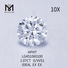 1,07 карата D VVS2 Лабораторные бриллианты круглой огранки BRILLIANT IDEAL огранки HPHT