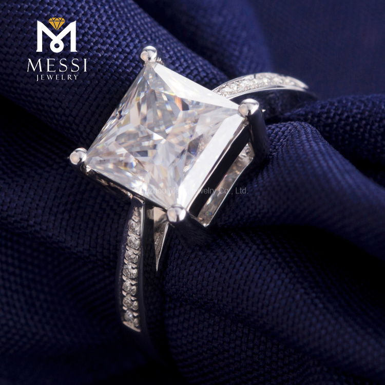 Кольцо с бриллиантом из муассанита, квадратная огранка принцессы, кольцо из белого золота 14 карат и 18 карат для женщин, ювелирные изделия, кольцо для девочек